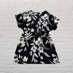 🆕 Mario Serrani black and white floral pink beach cover up dress